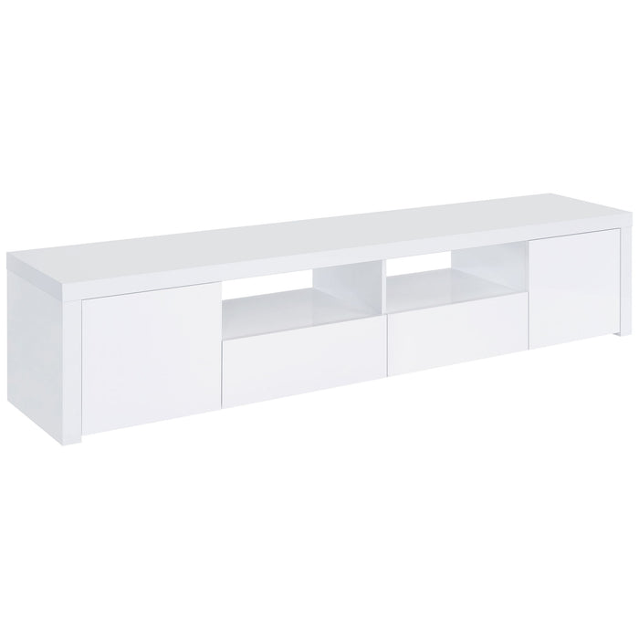 Garner - 2 Door Stand With Drawers Media Console - Gloss White