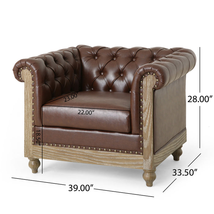 Luminex - Tufted Upholstered Club Chair With Nailhead Accents And Scrolled Tuxedo Arms