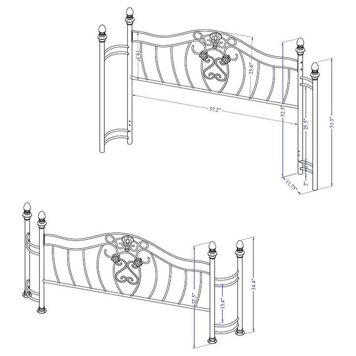 Queen Bed Headboard And Footboard - Gold