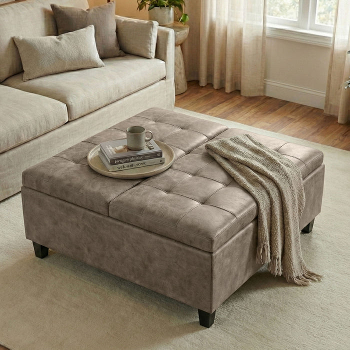 Harrison - Square Coffee Table Ottoman - Brown