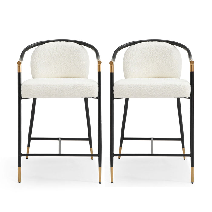 Contemporary Upholstered Counter Stool Set With Metal Frame
