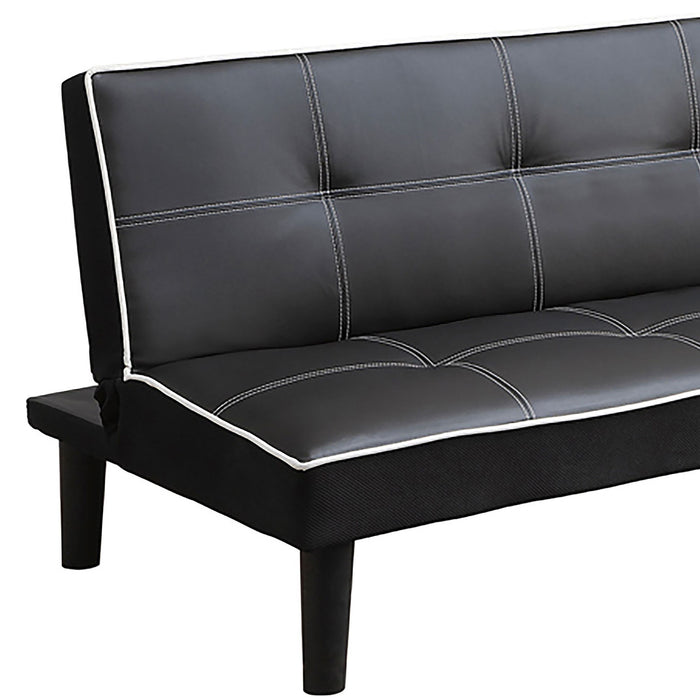Cranston - Armless Sofa Bed With Contrast Piping - Black