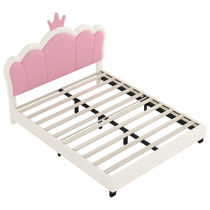 Upholstered Princess Platform Bed With Crown Headboard