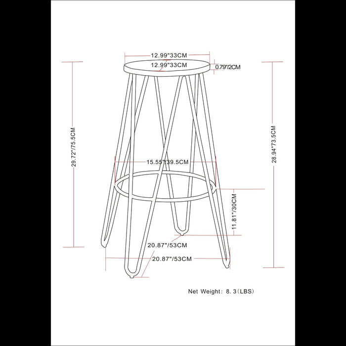 Simeon - Multifunctional Metal Stool With Wood Seat