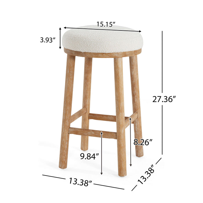 Rubber Wood & Fabric Counter Stool 300Lb Capacity, Easy Assembly For Home & Commercial Use (Set of 2) - Natural / Beige