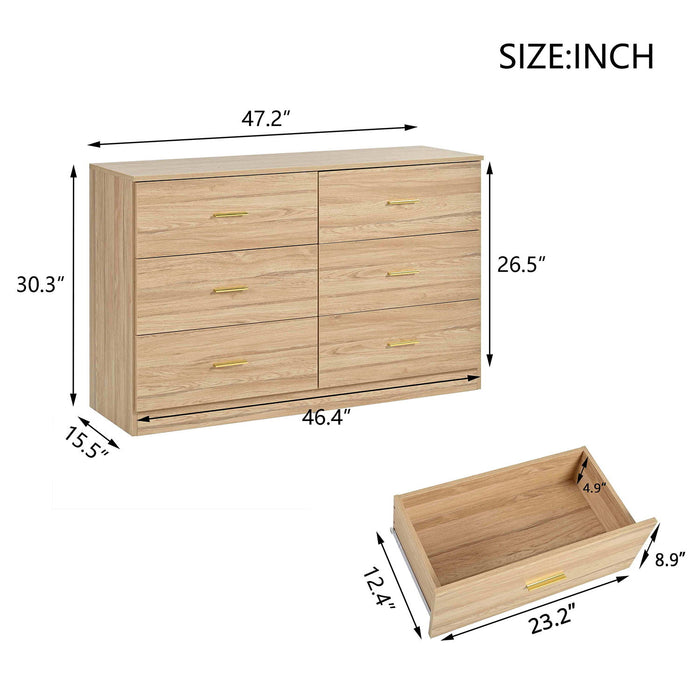 Modern Drawer Dresser For Bedroom, Ample Storage Wide Chest Of Drawers