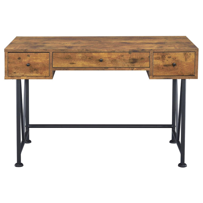 3 Drawer Writing Desk With Handles - Brown