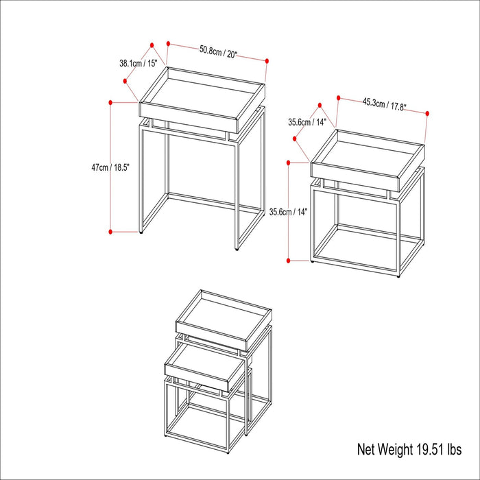 Macy - 2 Pieces Nesting Table - Black / Gold