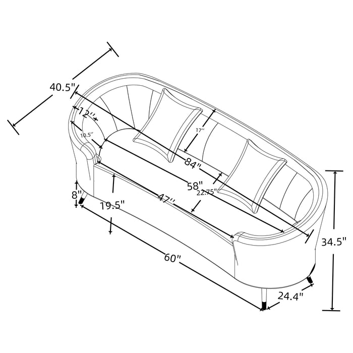 Saanich - Upholstered Curved With Plump Accent Pillows - Beige