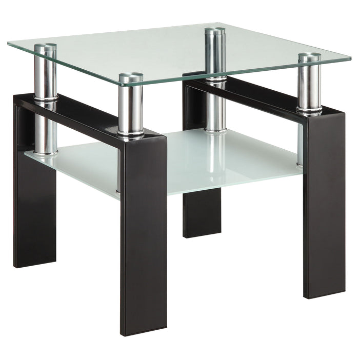 Samantha - 1 Shelf Square End Table - Black