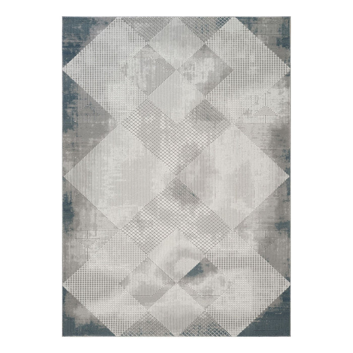 Geometrix - 5'3" X 7'3" Area Rug With Geometric, 3D Effect - Gray / Ivory