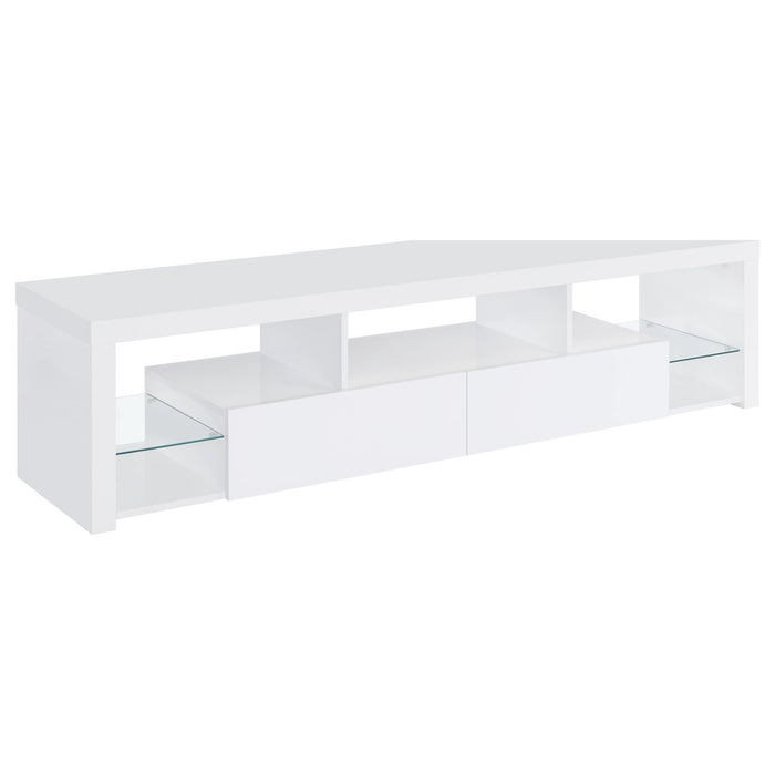 Lance - 3 Piece TV Entertainment Center With Shelves - Gloss White