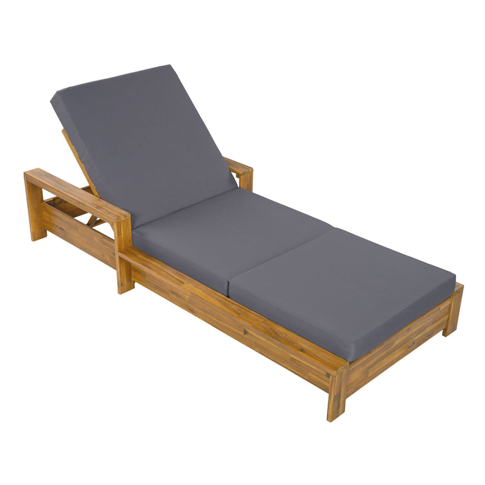 Chaise Lounge With 3 Fold Cushion Set, 3 Position Adjustable Backrest