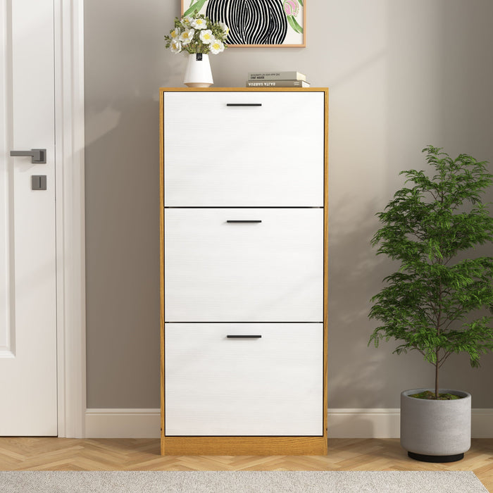 Modern Freestanding Shoe Storage Cabinet With 3 Flip Drawers