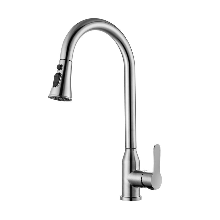 Stainless Steel High Arc Kitchen Faucet With Pull Down Sprayer - Brushed Nickel