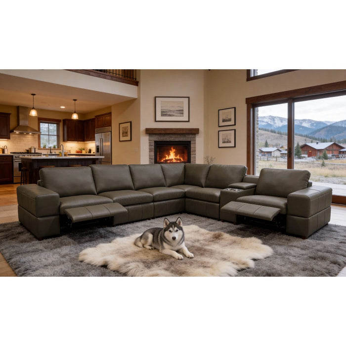 Upholstered Large Arms Sectional With Recliner Seats