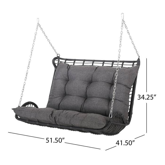 Arruda - Outdoor Wicker Porch Swing With Cushions