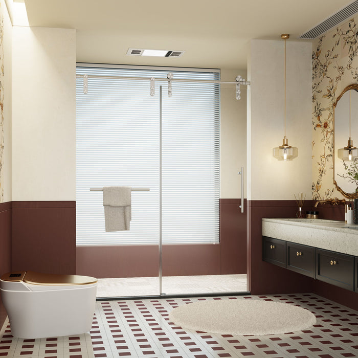 Frameless Single Sliding Shower Doors With Towel Rail & Handle