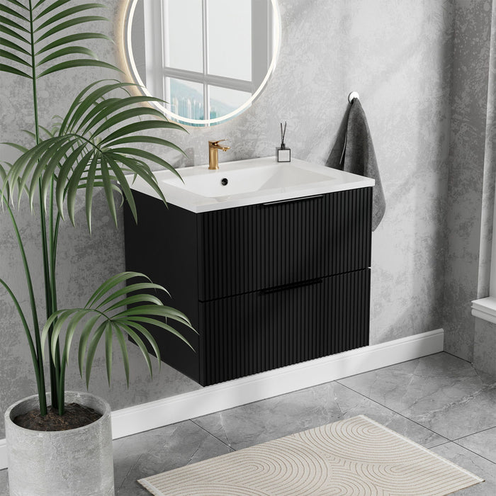 Modern Wall Mounted Floating Bathroom Vanity With Sink And Drawers