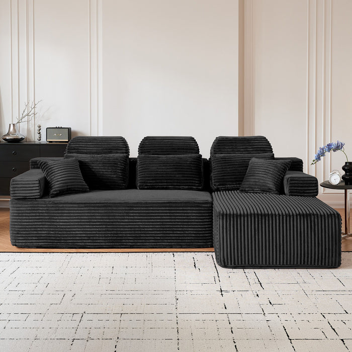 Sectional Sleeper Sofa & Storage Pockets, Modular Couch With Throw Pillows For Living Room