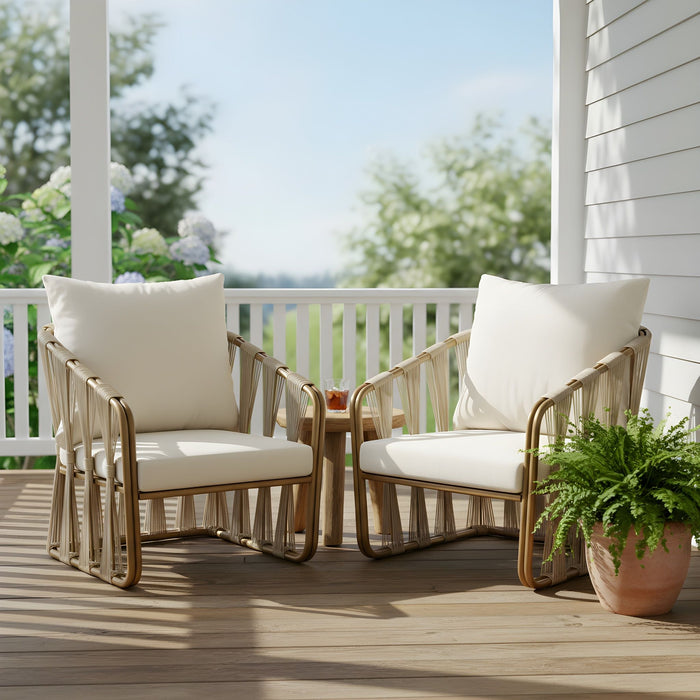 Chair With Cushion (Set of 2) - Beige