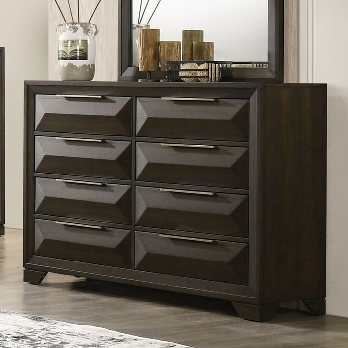 8 Drawer Dresser With Beveled Bracket - Espresso