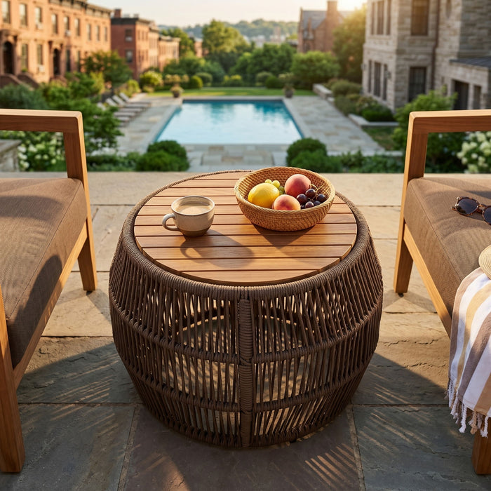 Round Side Table With Rope Frame