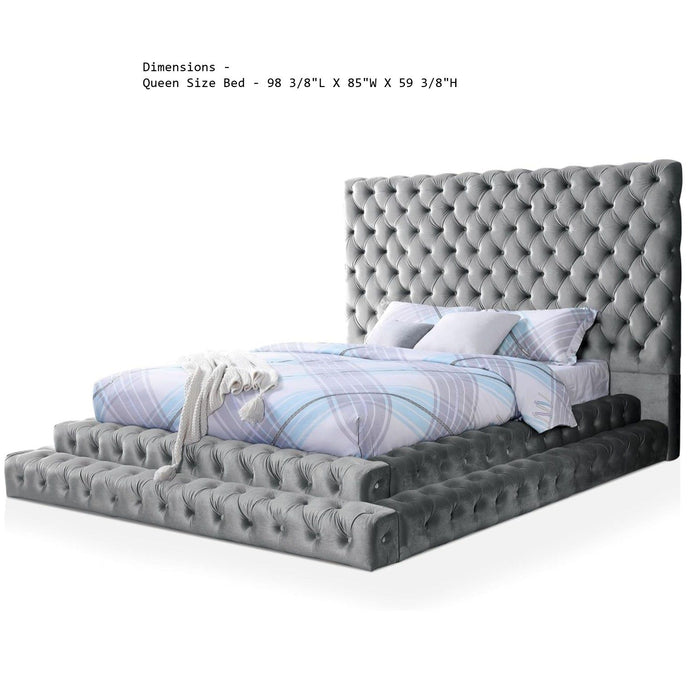 Tufted Oversized Headboard Platform Bed With Fully Upholstered Frame
