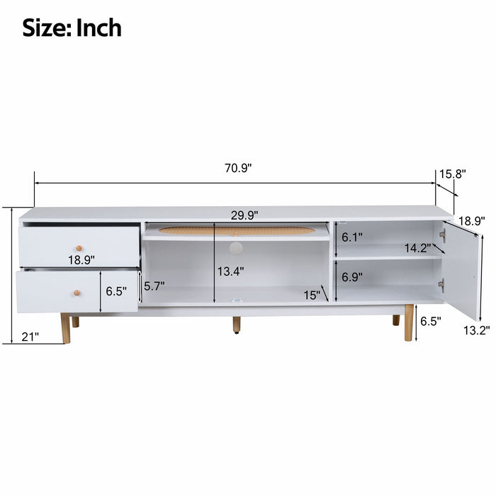 70" TV Stand With Drawers - White