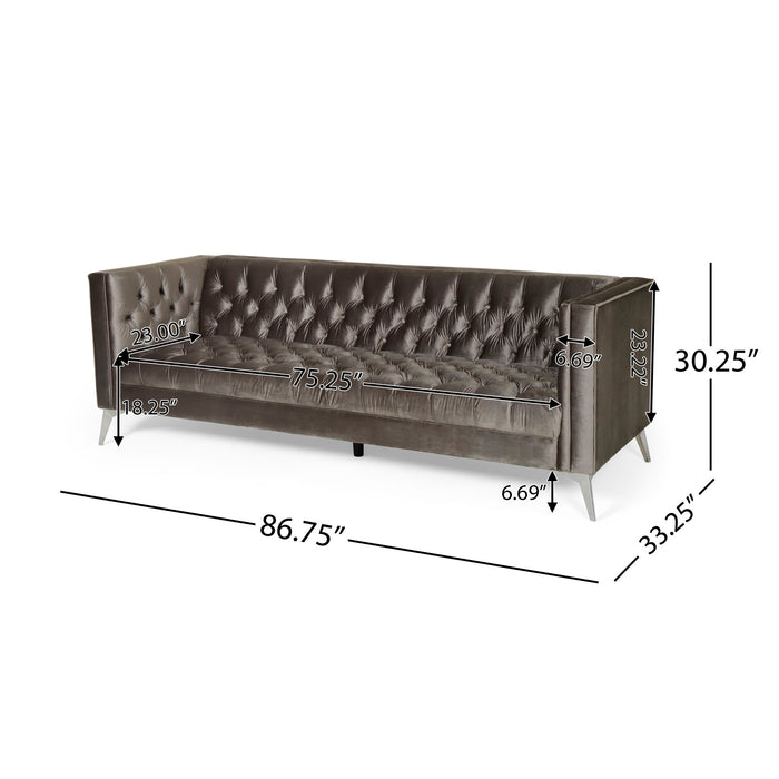 Contemporary 3 Seater Sofa With Button Tufting