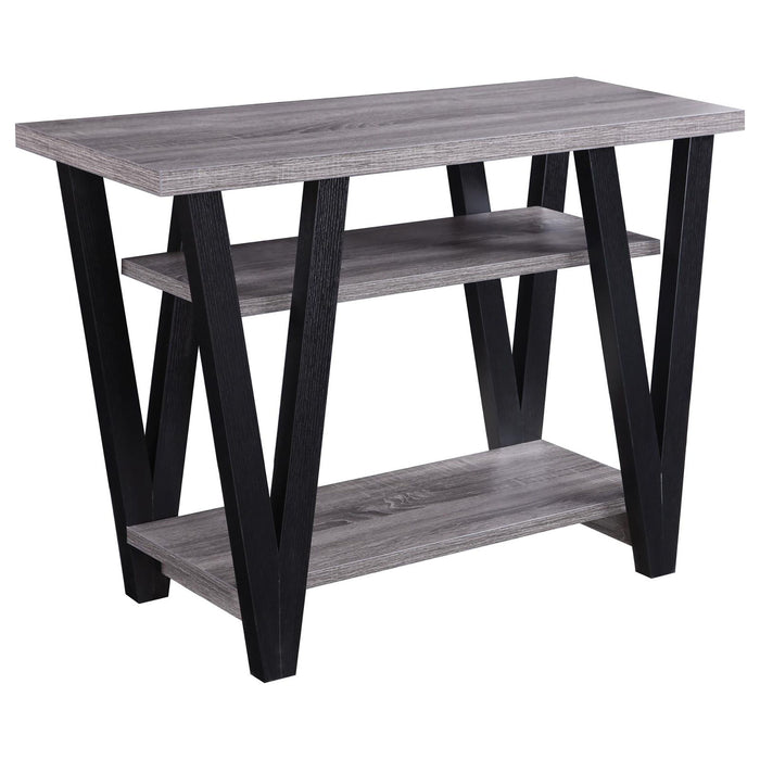 Rectangle Sofa Table With V Line Design - Gray