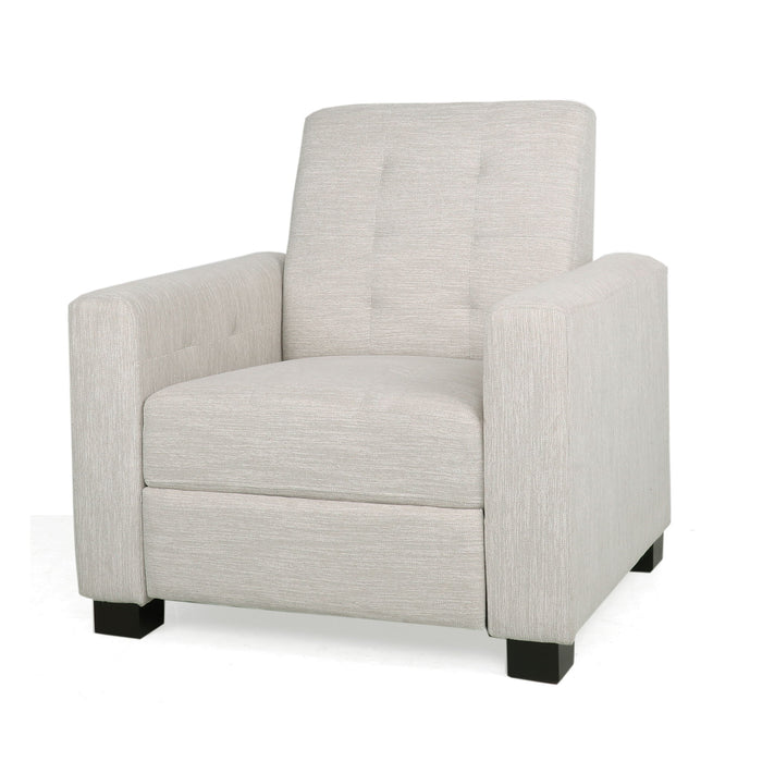 Contemporary Recliner Chair With Push Back Function And Birchwood Legs