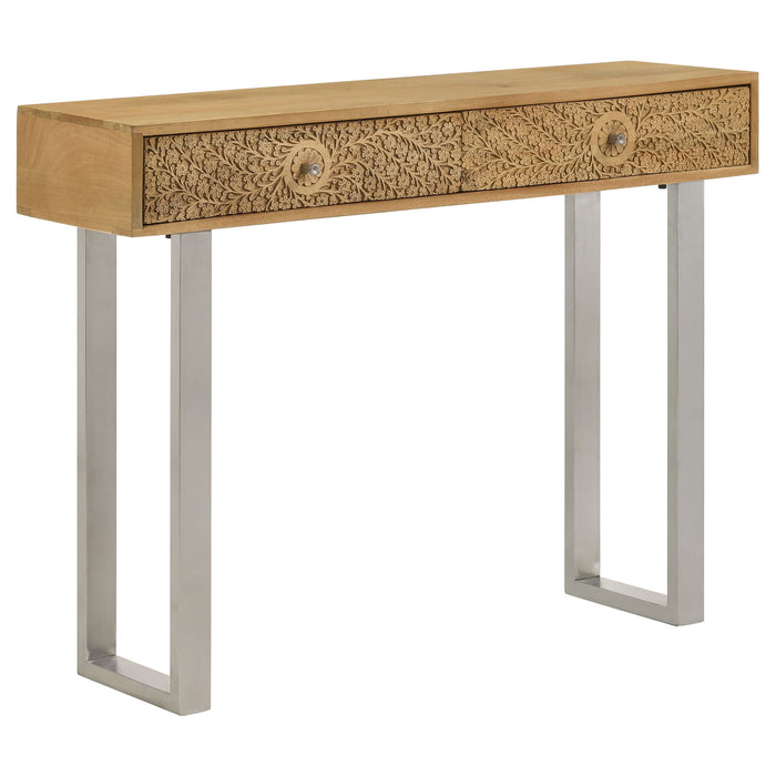 Harmony - 2 Drawer Table With Sled Base In Tones Accents - Natural