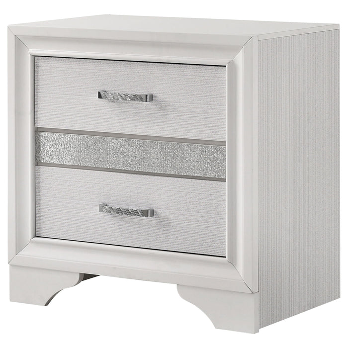 Transitional 2 Drawer Nightstand With Hidden Jewelry Tray