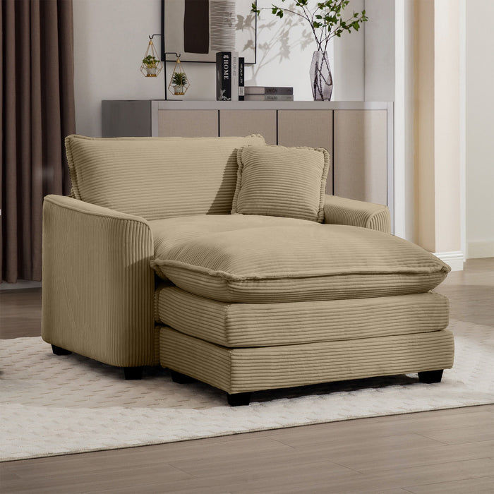 Classic Modern Comfortable Single Chair Deep Seat Sofa With Footstool