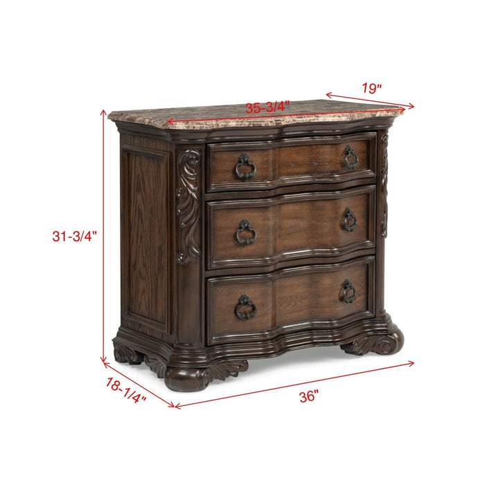 Nightstand, 3 Drawers - Brown / Coffee