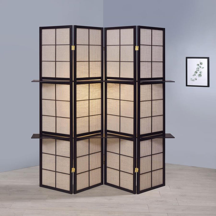 Iggy - 4-Panel Room Divider Folding Shoji Screen - Cappuccino