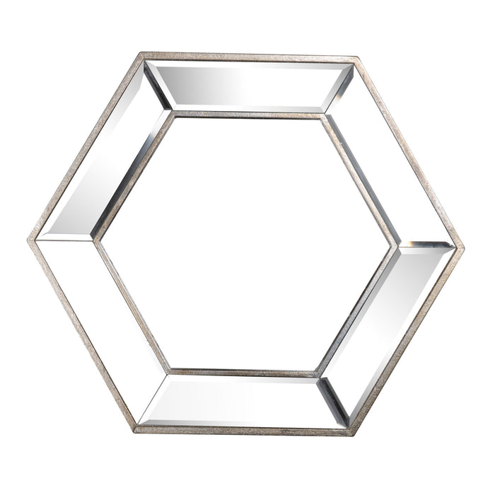Hexagon Wall Mirror With Contemporary Glass Design, Home Decor Accent Mirror For Living Room, Entryway, Bedroom