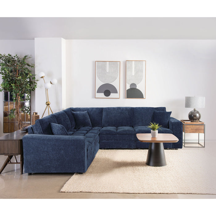 Azure - 5 Piece Upholstered Modular Sectional Sofa - Blue