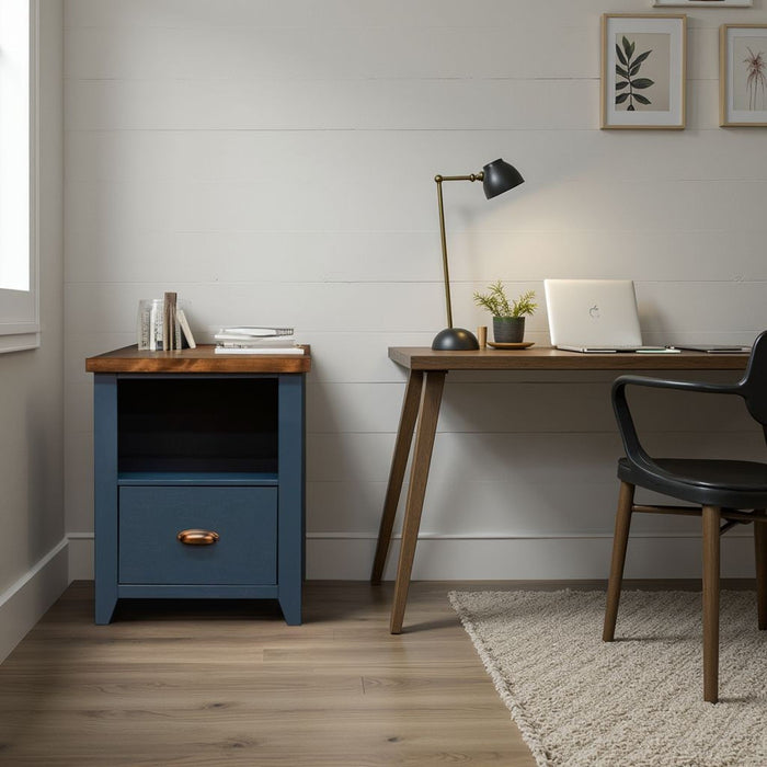 Nantucket - Drawer File - Blue Denim, Whiskey