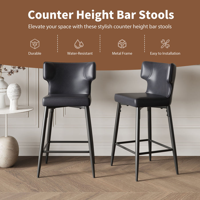 Modern Bar Stools With Upholstery And Metal Footrest (Set of 2)