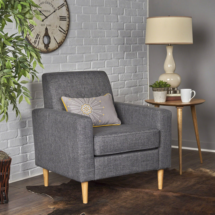 Nebulize - Upholstered Fabric Club Chair With Button Tufted And Square Off Arm And Back