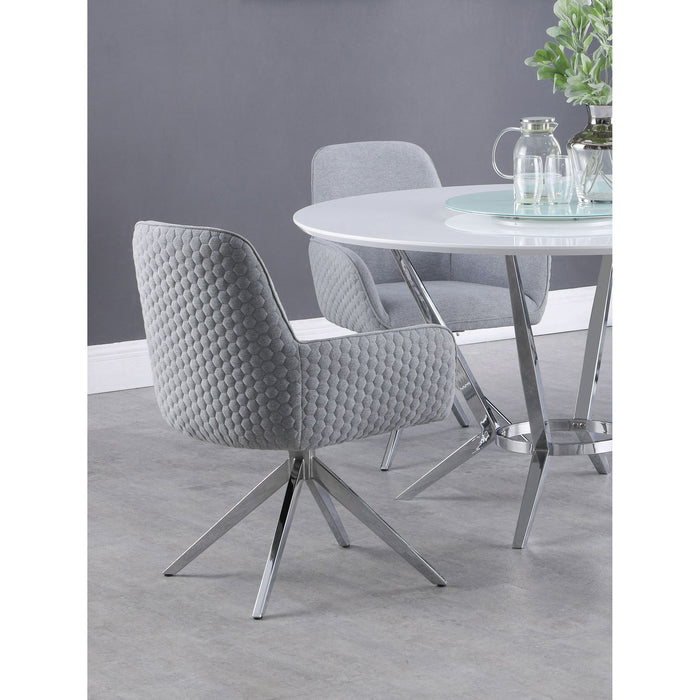 Flare - Arm Side Dining Chair With Tufting - Gray