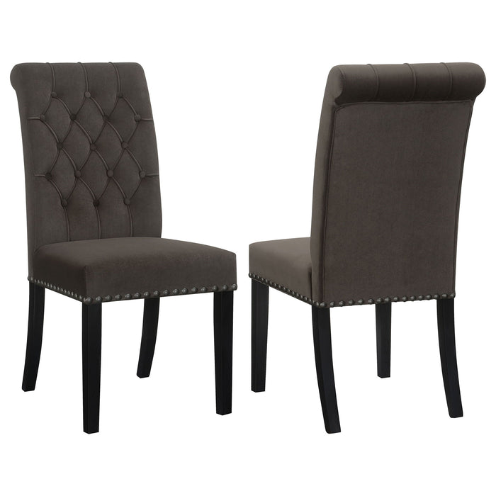 Side Chairs With Tufting Nailhead Trim (Set of 2) - Brown