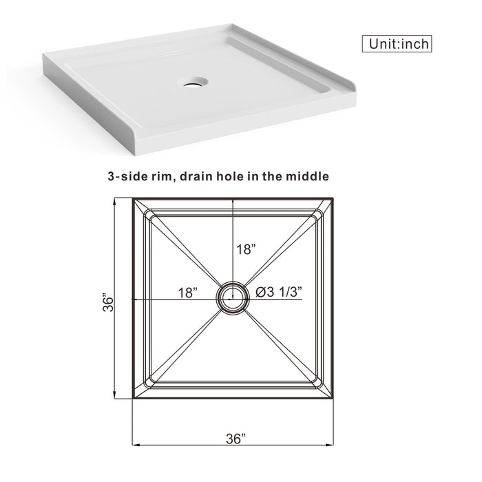 Shower Base With Centered Drain