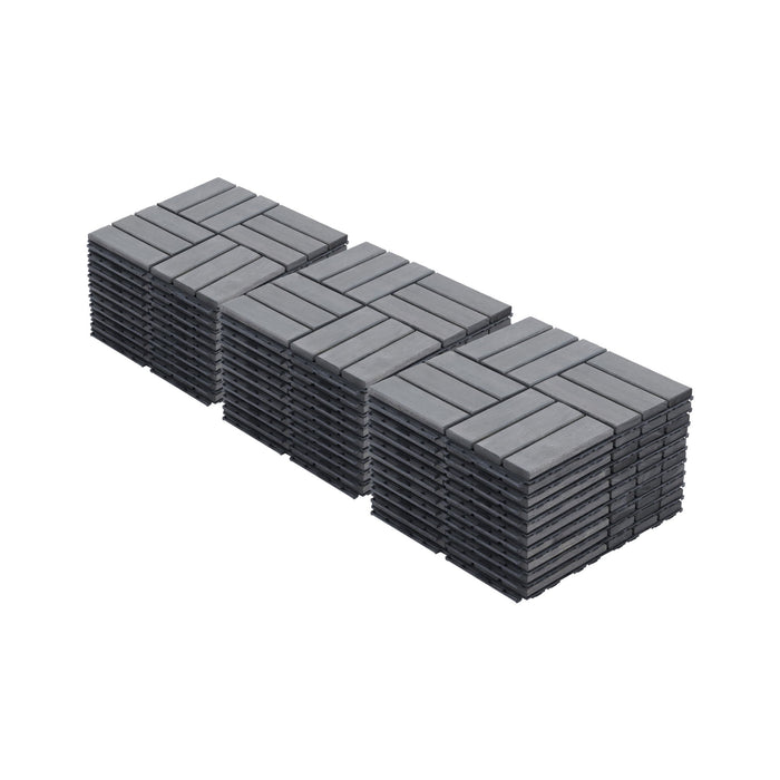 Acacia Wood Interlocking Deck Tiles Checker Pattern For Outdoor Flooring