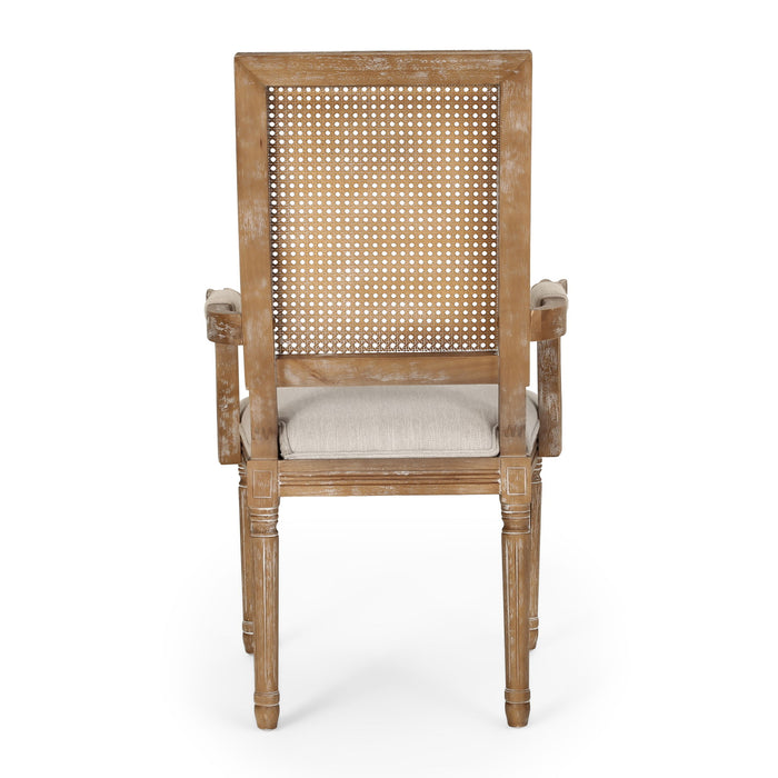 Upholstered Dining Chair With Cane Backrest