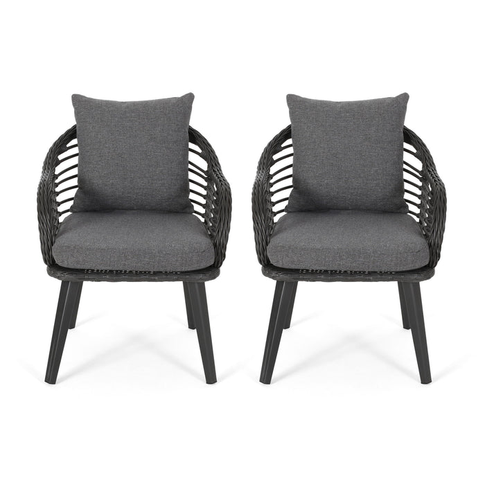 Outdoor Accent Chair With Aluminum Frame And Rattan Seating