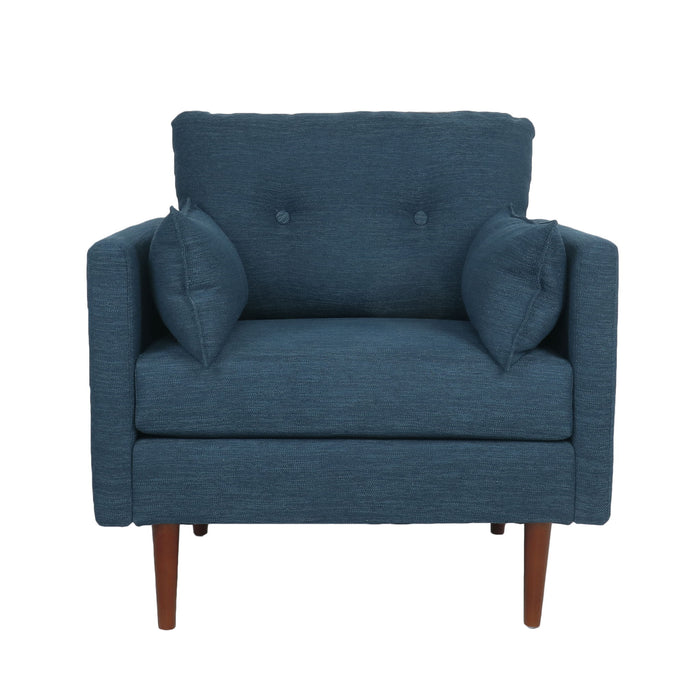 Enchantica - Upholstered Fabric Club Chair With Button Tufted And 2 Accent Pillows
