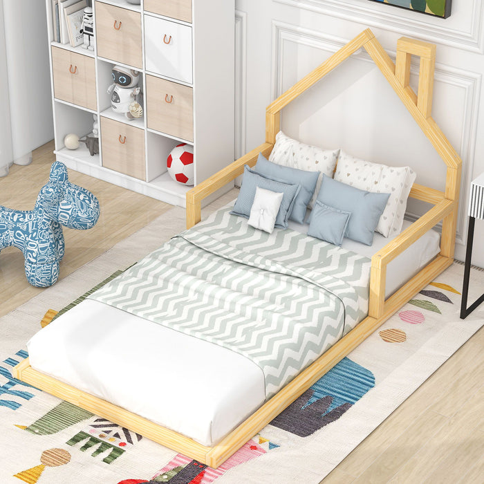 Floor Bed With House Shaped Headboard